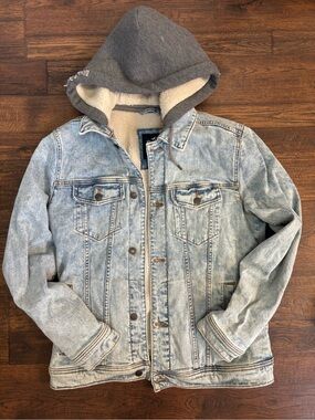 Y2K Hollister Denim Jacket With Sherpa Lining Y2K 2017 Medium Light Wash